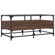 Маса за кафе със стъклен плот, кафяв дъб, 98,5x50x45см, стомана