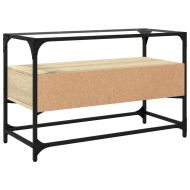 ТВ шкаф със стъклен плот сонома дъб 80x35x51 см инженерно дърво