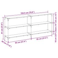 Конзолна маса с прозрачен стъклен плот 194,5x30x81 см стомана