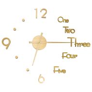 3D стенен часовник, модерен дизайн, златист, 100 см, XXL