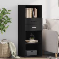Висок шкаф, черен, 45x42,5x124 см, инженерно дърво