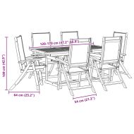 Градински трапезен комплект, 7 части, акация масив и textilene