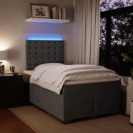 Боксспринг легло с матрак, тъмносиво, 120x200 см, кадифе