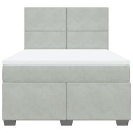 Боксспринг легло с матрак, светлосива, 140x190 см, кадифе