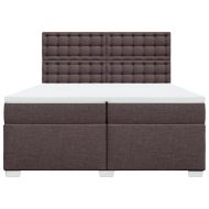 Боксспринг легло с матрак, тъмнокафяво, 200x200 см, плат