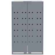 Навес за 2 коша на колела, сив, 138x79x117 см, стомана