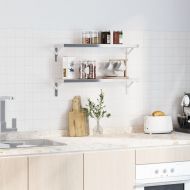 Скоби за рафт 4 бр 20x2,5x14 см сребрист неръждаема стомана