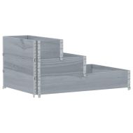 3-степенна повдигната леха, сива, 120x80 см, бор масив