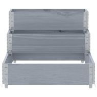 3-степенна повдигната леха, сива, 120x80 см, бор масив