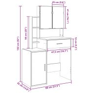 Тоалетка с шкаф, бяла, 80x35x132 см