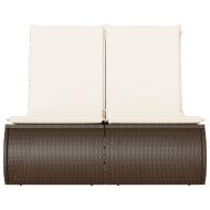 Двоен шезлонг със възглавници, кафяв, полиратан