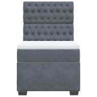 Боксспринг легло с матрак, тъмносиво, 90x200 см, кадифе