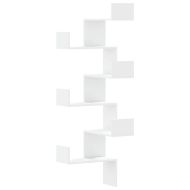 Стенен ъглов рафт, бял, 45x45x147 см, инженерно дърво