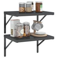 Стенни рафтове 2 бр 50x40x3 см черни неръждаема стомана