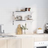 Скоби за рафт 4 бр 23,5x2,5x15,5 см сребрист неръждаема стомана