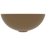 Керамична мивка за баня, матово кремава, кръгла