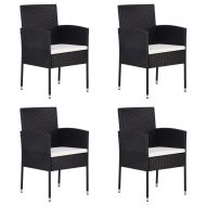 Градински столове кремавобели възглавници 4 бр черен полиратан