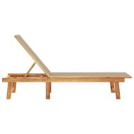 Шезлонг, таупе, масивно дърво акация и textilene