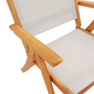 Градински трапезен комплект, 5 части, акация масив и textilene
