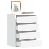 Ъглов скрин с чекмеджета, бял, 60x41x76 см, инженерно дърво