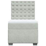 Боксспринг легло с матрак, светлосиво, 100x200 см, кадифе