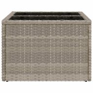 Градинска маса стъклен плот светлосива 55x55x37 см полиратан