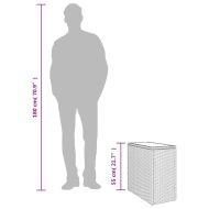 Градинска маса със стъклен плот сива 58x27,5x55 см полиратан