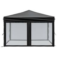 Сгъваема парти палатка със странични стени, черна, 3x3 м