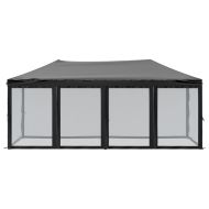 Сгъваема парти палатка със странични стени, черна, 3x6 м