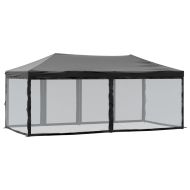 Сгъваема парти палатка със странични стени, черна, 3x6 м