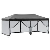 Сгъваема парти палатка със странични стени, черна, 3x6 м