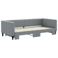 Канапе с изтеглящо разтегателно легло светлосиво 90x200 см плат