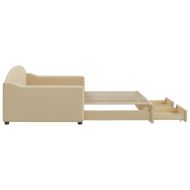 Канапе с изтеглящо легло и чекмеджета кремаво 100x200 см плат