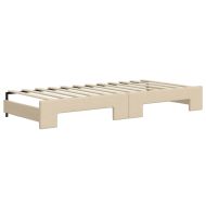 Канапе с изтеглящо легло и чекмеджета кремаво 100x200 см плат