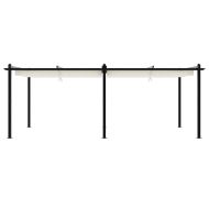 Градински навес с прибиращ се покрив, кремав, 3x6 м, алуминий