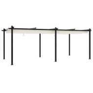 Градински навес с прибиращ се покрив, кремав, 3x6 м, алуминий