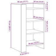 Сайдборд, кафяв дъб, 45x35x75 см, инженерно дърво