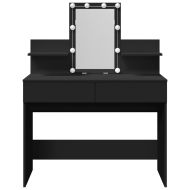 Тоалетка с LED, черна, 100x40x130 см