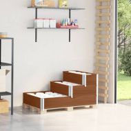 3-степенна повдигната леха, кафява, 120x80 см, бор масив