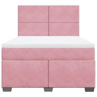 Боксспринг легло с матрак, розова, 140x190 см, кадифе