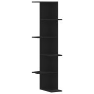 Стенен ъглов рафт, черен, 36,5x36,5x140 см, инженерно дърво
