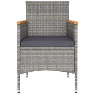 Градински комплект 5 части полиратан и акациево дърво масив сив