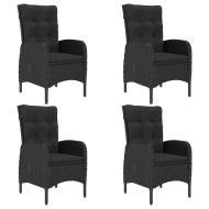 Градински трапезен комплект, 5 части, полиратан и акация, черен