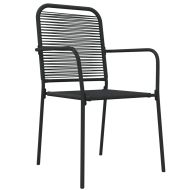 Градински комплект, 5 части, черен, памучно въже и стомана