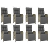 Градински трапезен комплект 9 части с възглавници сив полиратан