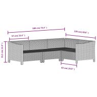 Градински лаундж комплект с възглавници 7 части полиратан сив