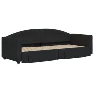 Канапе с изтеглящо легло и чекмеджета черно 80x200 см плат