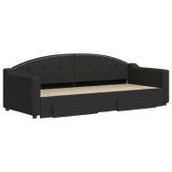 Канапе с изтеглящо легло и чекмеджета черно 80x200 см плат