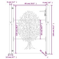 Градинска порта 100x125 см, кортенова стомана, дизайн с дърво