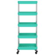 Кухненска количка, 5 нива, тюркоаз, 42x29x128 см, желязо и ABS